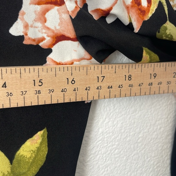 Floral Black Dress Maxi Wrap Neck Career Church - Picture 4 of 6